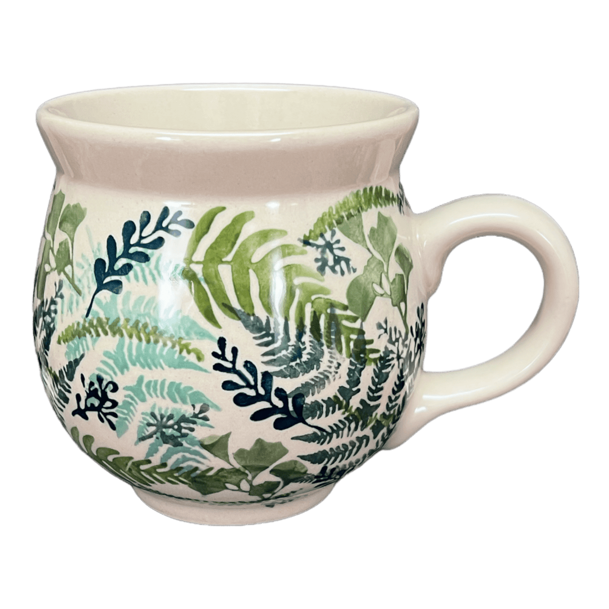 Mug, Belly Mug, 16oz Large in "Scattered Ferns" by Manufaktura | K068S-GZ39