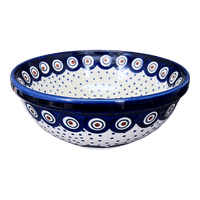 A picture of a Polish Pottery 6.75" Bowl (Peacock Dot) | M090U-54K as shown at PolishPotteryOutlet.com/products/6-75-bowl-peacock-dot-m090u-54k