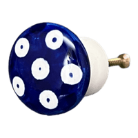 A picture of a Polish Pottery Drawer Pulls (Dot to Dot) | WR67A-SM2 as shown at PolishPotteryOutlet.com/products/drawer-pulls-dot-to-dot-wr67a-sm2