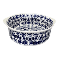 A picture of a Polish Pottery 10" Deep Round Baker (Navy Retro) | Z155U-601A as shown at PolishPotteryOutlet.com/products/deep-round-baker-navy-retro-z155u-601a