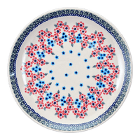 A picture of a Polish Pottery 10" Dinner Plate (Floral Symmetry) | T132T-DH18 as shown at PolishPotteryOutlet.com/products/10-dinner-plate-floral-symmetry-t132t-dh18