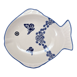 Platter, Fish-Shaped, Large, 9.5" x 8.25" in "Butterfly Garden" by Manufaktura | S015T-MOT1