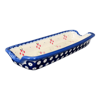 A picture of a Polish Pottery Corn Holder (Currant Berry) | GPK03-PJ as shown at PolishPotteryOutlet.com/products/corn-holder-pj-gpk03-pj