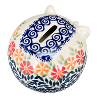 A picture of a Polish Pottery Hedgehog Bank (Flower Power) | S005T-JS14 as shown at PolishPotteryOutlet.com/products/hedgehog-bank-flower-power-s005t-js14