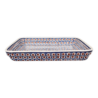 A picture of a Polish Pottery 9"x11" Rectangular Baker (Chocolate Drop) | P104T-55 as shown at PolishPotteryOutlet.com/products/9x11-rectangular-baker-chocolate-drop-p104t-55