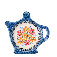 A picture of a Polish Pottery Teapot Saucer (Red & Orange Dream) | GPH08-UHP as shown at PolishPotteryOutlet.com/products/teapot-saucer-uhp-gph08-uhp