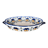 Polish Pottery WR 11" Round Casserole Dish With Handles (Pansy Wreath) | WR52C-EZ2 at PolishPotteryOutlet.com