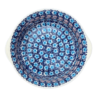 A picture of a Polish Pottery 10" Deep Round Baker (Daisy Circle) | Z155T-MS01 as shown at PolishPotteryOutlet.com/products/deep-round-baker-daisy-circle-z155t-ms01