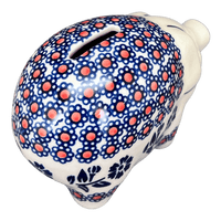 A picture of a Polish Pottery Piggy Bank (Swedish Flower) | S011T-KLK as shown at PolishPotteryOutlet.com/products/piggy-bank-swedish-flower-s011t-klk