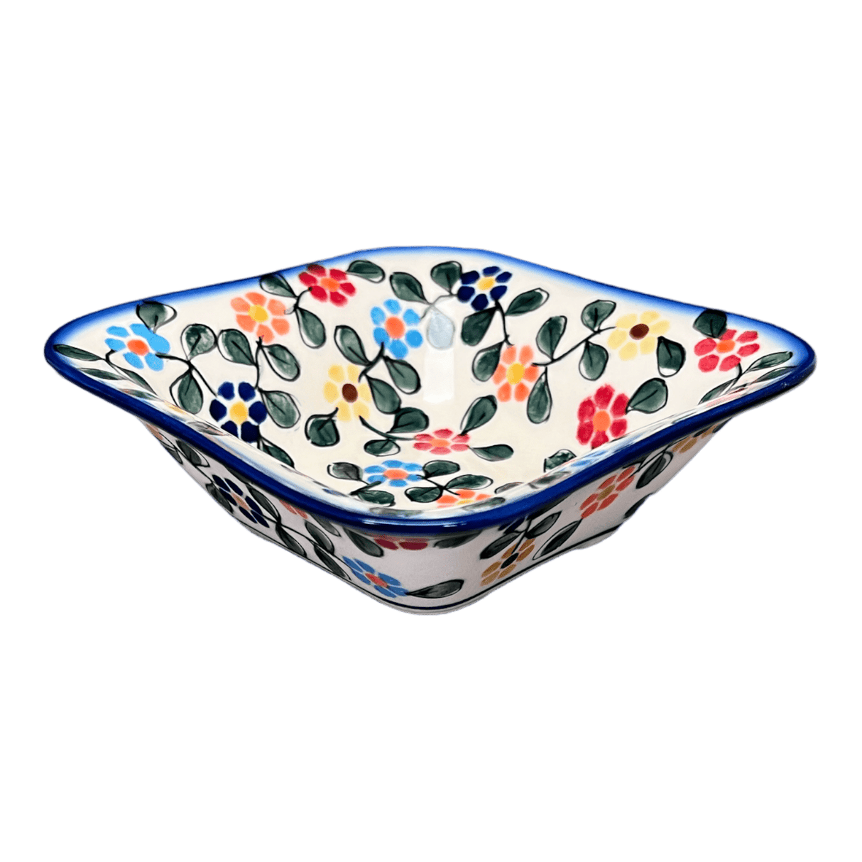 Bowl, Square, 5.25" Small, WR (WR12G) in "Rainbow Shower" by W.R. Ceramika | WR12G-NP18
