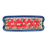 A picture of a Polish Pottery Corn Holder (Poinsettias) | GPK03-AS5 as shown at PolishPotteryOutlet.com/products/corn-holder-as5-gpk03-as5