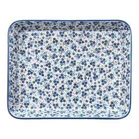 Polish Pottery 10" x 13" Rectangular Baker (Scattered Blues) | P105S-AS45 Additional Image at PolishPotteryOutlet.com