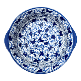 Polish Pottery 10" Deep Round Baker (Dusty Blue Butterflies) | Z155U-AS56 Additional Image at PolishPotteryOutlet.com