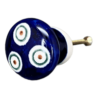 A picture of a Polish Pottery WR Drawer Pulls (Peacock in Line) | WR67A-SM1 as shown at PolishPotteryOutlet.com/products/drawer-pulls-peacock-in-line-wr67a-sm1