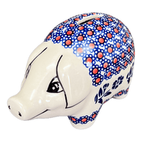 A picture of a Polish Pottery Piggy Bank (Swedish Flower) | S011T-KLK as shown at PolishPotteryOutlet.com/products/piggy-bank-swedish-flower-s011t-klk