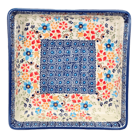 Polish Pottery 8" Square Baker (Festive Flowers) | P151S-IZ16 Additional Image at PolishPotteryOutlet.com