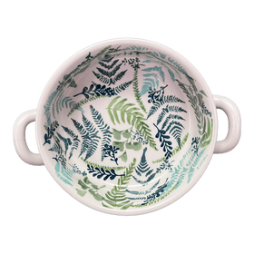 Polish Pottery Small Round Casserole W/Handles (Scattered Ferns) | Z153S-GZ39 Additional Image at PolishPotteryOutlet.com