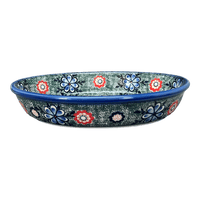 A picture of a Polish Pottery Oval Baker (Floral Fairway) | NDA187-42 as shown at PolishPotteryOutlet.com/products/oval-baker-floral-fairway-nda187-42