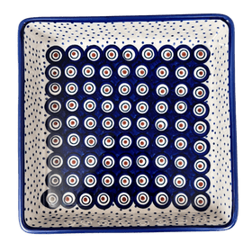 Polish Pottery 8" Square Baker (Peacock Dot) | P151U-54K Additional Image at PolishPotteryOutlet.com