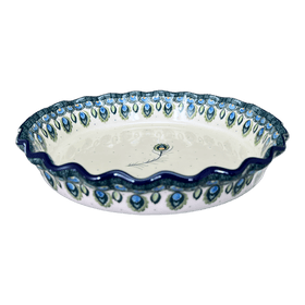 Polish Pottery CA 10" Quiche/Pie Dish (Peacock Plume) | A636-2218X Additional Image at PolishPotteryOutlet.com