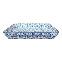 A picture of a Polish Pottery 10" x 13" Rectangular Baker (Scattered Blues) | P105S-AS45 as shown at PolishPotteryOutlet.com/products/10-x-13-rectangular-baker-scattered-blues-p105s-as45