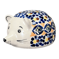 A picture of a Polish Pottery Hedgehog Bank (Kaleidoscope) | S005U-ASR as shown at PolishPotteryOutlet.com/products/hedgehog-bank-kaleidoscope-s005u-asr