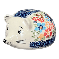 A picture of a Polish Pottery Hedgehog Bank (Festive Flowers) | S005S-IZ16 as shown at PolishPotteryOutlet.com/products/hedgehog-bank-festive-flowers-s005s-iz16