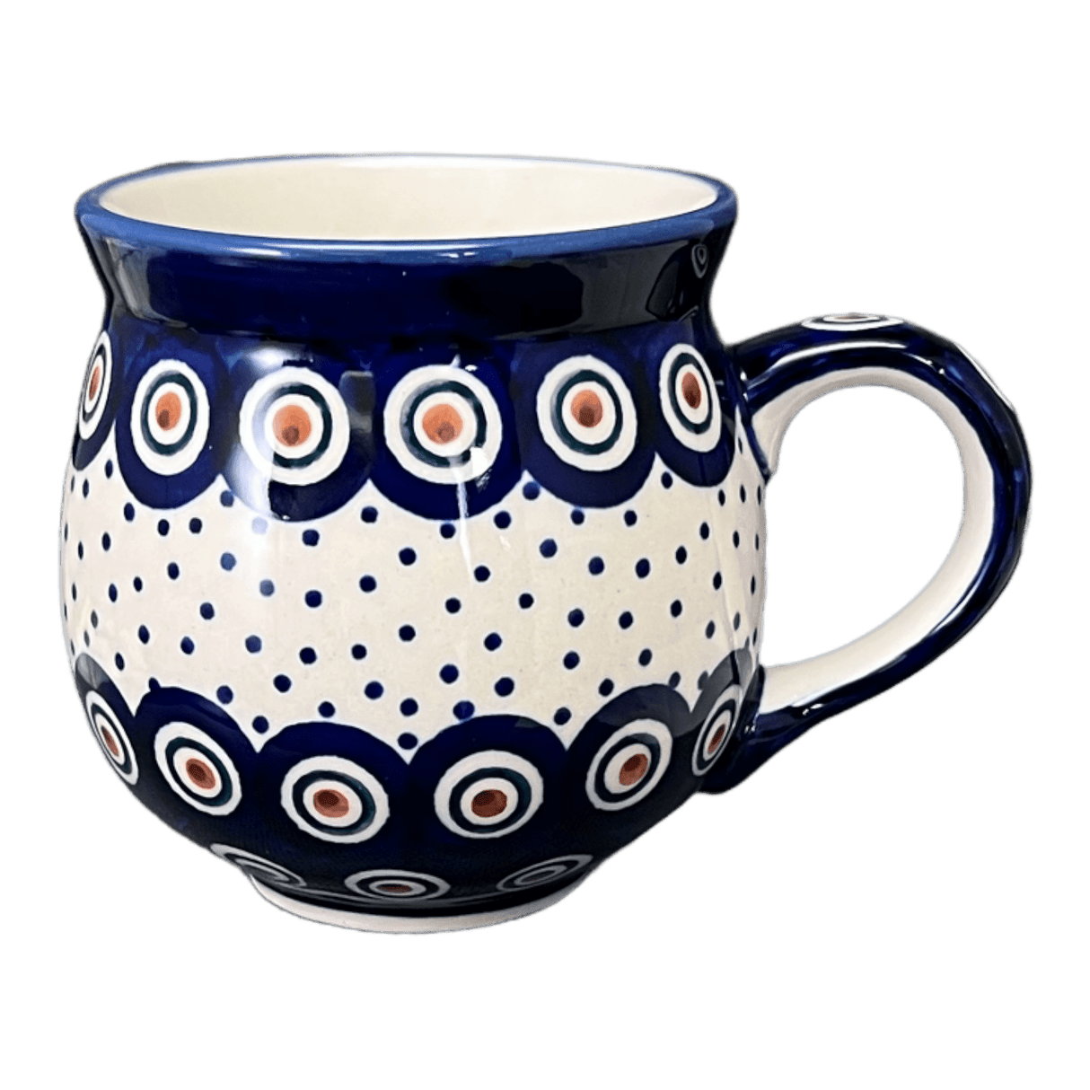 Mug, Belly Mug, 10oz Medium in "Peacock Dot" by Manufaktura | K090U-54K