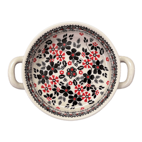 Polish Pottery Small Round Casserole (Duet in Black & Red) | Z153S-DPCC Additional Image at PolishPotteryOutlet.com