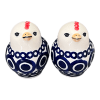 A picture of a Polish Pottery Salt and Pepper Birds (Gothic) | S087T-13 as shown at PolishPotteryOutlet.com/products/salt-pepper-birds-gothic-s087t-13