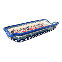 A picture of a Polish Pottery Corn Holder (Poinsettias) | GPK03-AS5 as shown at PolishPotteryOutlet.com/products/corn-holder-as5-gpk03-as5