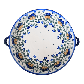 Polish Pottery WR 11" Round Casserole Dish With Handles (Pansy Wreath) | WR52C-EZ2 Additional Image at PolishPotteryOutlet.com