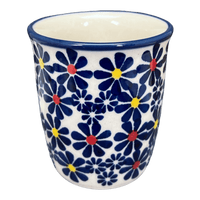 A picture of a Polish Pottery Wine Cup/Q-Tip Holder (Field of Daisies) | K100S-S001 as shown at PolishPotteryOutlet.com/products/wine-cup-q-tip-holder-field-of-daisies-k100s-s001