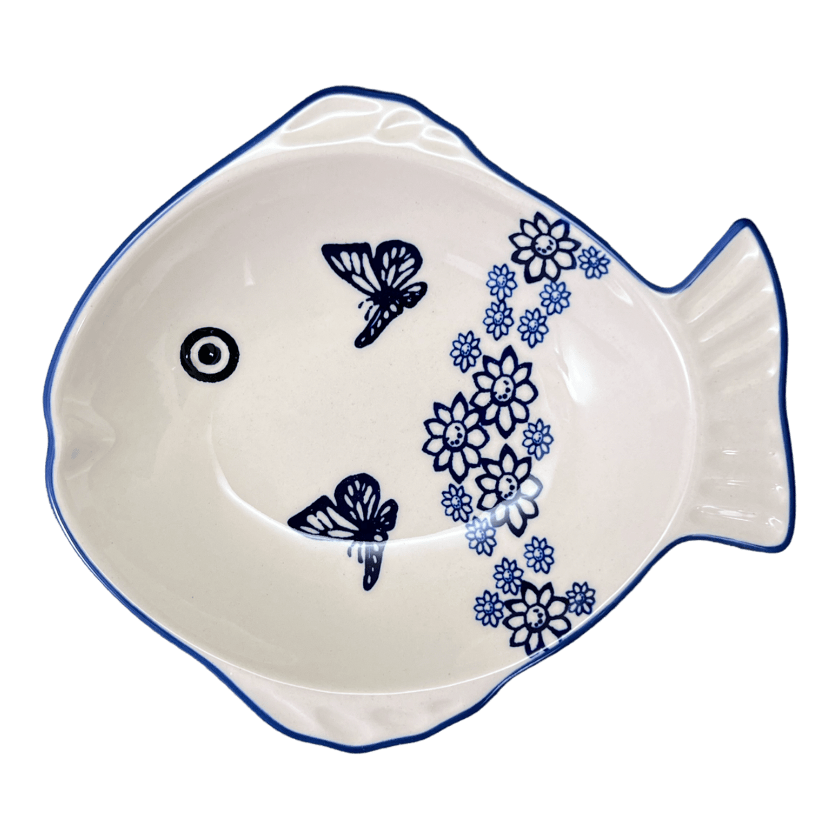 Platter, Fish-Shaped, Small in "Butterfly Garden" by Manufaktura | S014T-MOT1