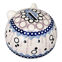 A picture of a Polish Pottery Hedgehog Bank (Bubble Blast) | S005U-IZ23 as shown at PolishPotteryOutlet.com/products/hedgehog-bank-bubble-blast-s005u-iz23
