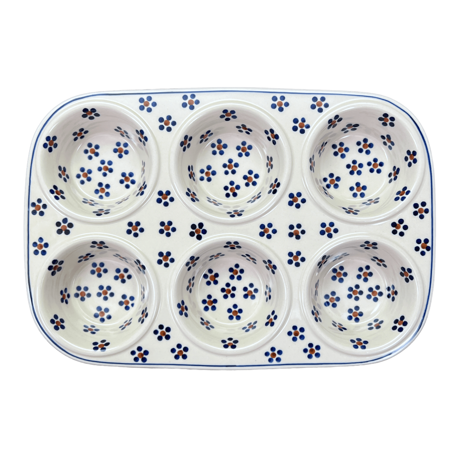 Polish Pottery - Muffin Pan - Scandinavian Scarlet - The Polish Pottery  Outlet