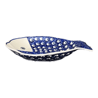 A picture of a Polish Pottery Large Fish Platter (Night Eyes) | S015T-57 as shown at PolishPotteryOutlet.com/products/large-fish-platter-night-eyes-s015t-57