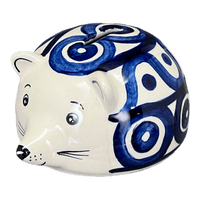 A picture of a Polish Pottery Hedgehog Bank (Polish Doodle) | S005U-99 as shown at PolishPotteryOutlet.com/products/hedgehog-bank-polish-doodle-s005u-99