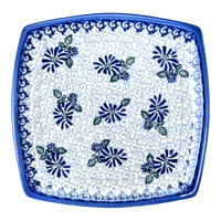 A picture of a Polish Pottery 7.25" Square Plate (Dreamy Blue) | GT06-PT as shown at PolishPotteryOutlet.com/products/medium-square-plate-pt-gt06-pt-1