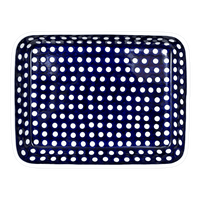 A picture of a Polish Pottery 9"x11" Rectangular Baker (Hello Dotty) | P104T-9 as shown at PolishPotteryOutlet.com/products/9x11-rectangular-baker-hello-dotty-p104t-9