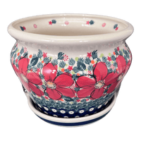 A picture of a Polish Pottery 5.5" Tall Flower Pot (Poinsettias) | GDN03-AS5 as shown at PolishPotteryOutlet.com/products/5-5-flower-pot-as5-gdn03-as5