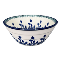 A picture of a Polish Pottery Ridged 5.5" Bowl (Waving Tulips) | A696-1825X as shown at PolishPotteryOutlet.com/products/5-5-bowl-waving-tulips-a696-1825x
