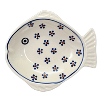 A picture of a Polish Pottery Large Fish Platter (Petite Floral) | S015T-64 as shown at PolishPotteryOutlet.com/products/large-fish-platter-petite-floral-s015t-64