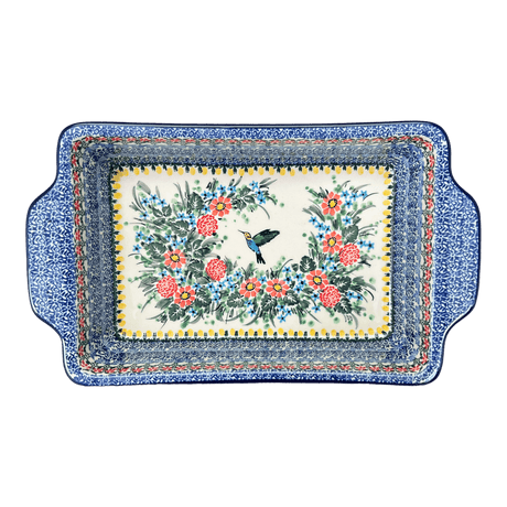 Casserole, Rectangular, Handles, 13" x 8" in "Hummingbird Bouquet" by Ceramika Artystyczna | AA59-U3357