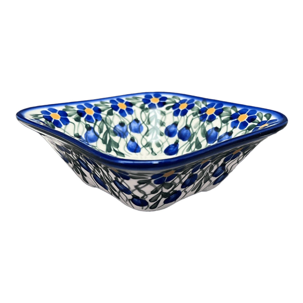 Bowl, Square, 5.25" Small, WR (WR12G) in "Modern Blue Cascade" by W.R. Ceramika | WR12G-GP1