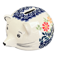 A picture of a Polish Pottery Hedgehog Bank (Flower Power) | S005T-JS14 as shown at PolishPotteryOutlet.com/products/hedgehog-bank-flower-power-s005t-js14