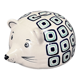 Polish Pottery Hedgehog Bank (Green Retro) | S005U-604A Additional Image at PolishPotteryOutlet.com