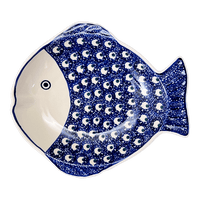 A picture of a Polish Pottery Large Fish Platter (Night Eyes) | S015T-57 as shown at PolishPotteryOutlet.com/products/large-fish-platter-night-eyes-s015t-57