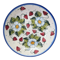 A picture of a Polish Pottery Bowl, Round, Pasta Bowl, WR (WR5E) in "Strawberries & Blossoms" by W.R. Ceramika | WR5E-WR2 as shown at PolishPotteryOutlet.com/products/pasta-bowl-strawberries-blossoms-wr5e-wr2