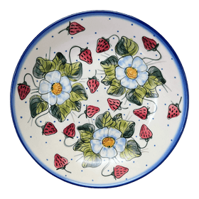 Polish Pottery Bowl, Round, Pasta Bowl, WR (WR5E) in "Strawberries & Blossoms" by W.R. Ceramika | WR5E-WR2 Additional Image at PolishPotteryOutlet.com